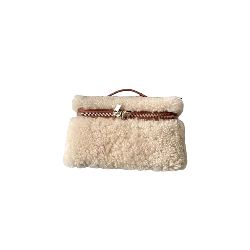 

Autumn Winter Women's Lamb Fur Velvet Lunch Box Bag Shoulder Crossbody Handbag