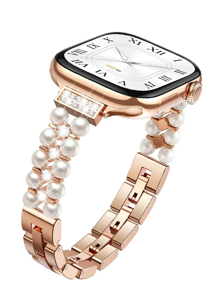 Armband für Apple Watch 42mm 44mm 40 41 46mm 45mm Metall-Perlen-Armband für Damen Correa Armband Serie 11 10 9 8 7 6 5 SE