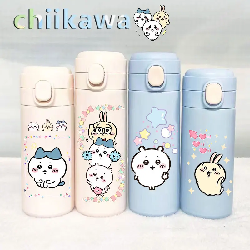 

Miniso Chiikawa Вакуумная чашка Hachiware USAGI Спортивная бутылка для воды термальная Питьевая портативная бутылка большой емкости из нержавеющей стали