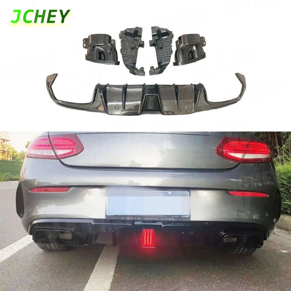

JCHEY PP глянцевый черный задний бампер, диффузор, спойлер, насадки на выхлопную трубу для Benz C Class C205 C63 для AMG Coupe, 2-дверный 2015-2019