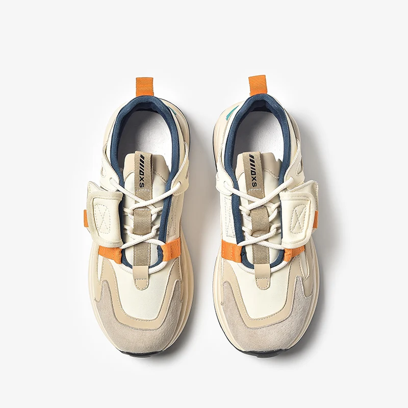 

Chunky Sneakers Women Synthetic Patchwork Pig Suede Lace-Up Round Toe Casual Female Flat Shoes Handmade 29810F