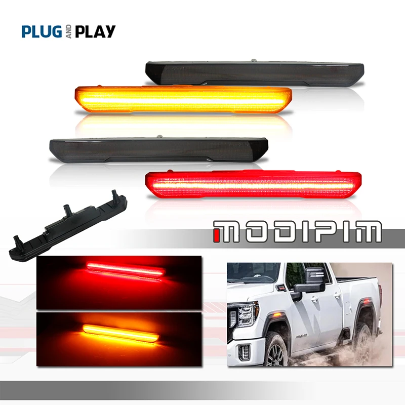 

Amber Red White LED Front Rear Fender Side Marker Turn Signal Lights Parking Lights For 2020 2021 2022 GMC Sierra 2500HD 3500HD