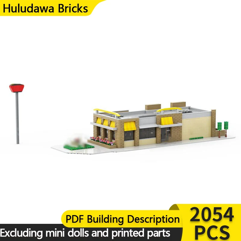 City Street View Model MOC Building Bricks Car Restaurant Service Modular Technology Children Holiday Gifts Assemble Toys Suit