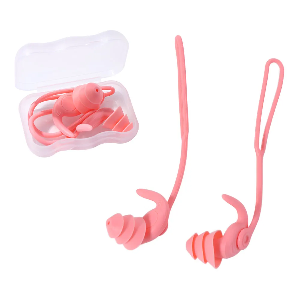 

1 Pair Waterproof Swimming Earplugs Comfort Silence Corded Ear Plug with silicone strap Reusable Hearing Waterproof Earplug