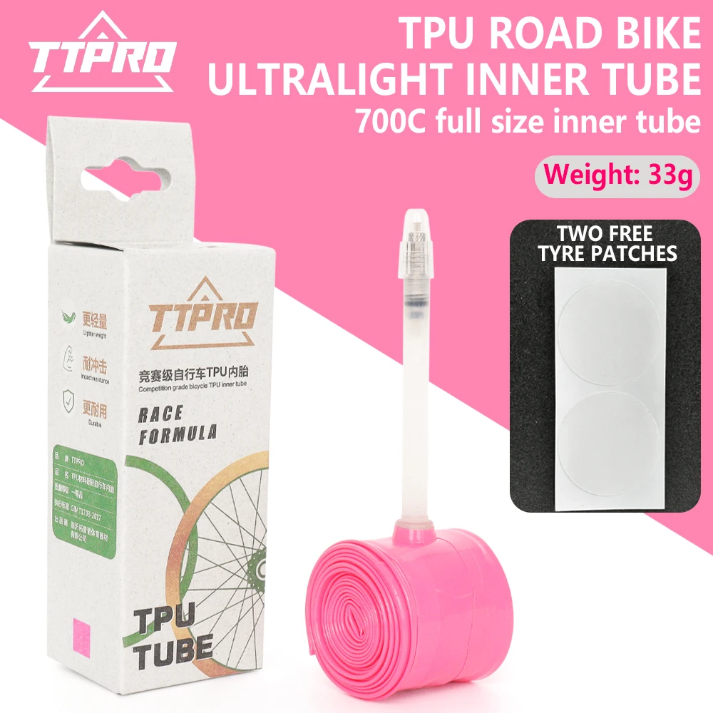 TTPRO Ultralight Bike Inner Tube 700X 23 25 28 30 32C TPU Tire 45 65 85mm Length French Valve 700C Road Bicycle TPU Inner Tube