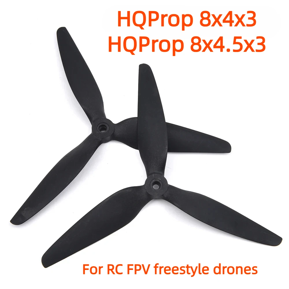 HQProp 8x4.5x3 8045 8x4x3 8inch CW CCW 3 blade/tri-blade Black-Glass Fiber Reinforced Nylon Propeller For RC FPV Freestyle Drone