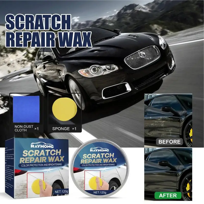 Car Scratch Repair Kit com Esponja, Auto Manutenção, Quick Removal Wax, Polimento de cera, Profissional, rebarba