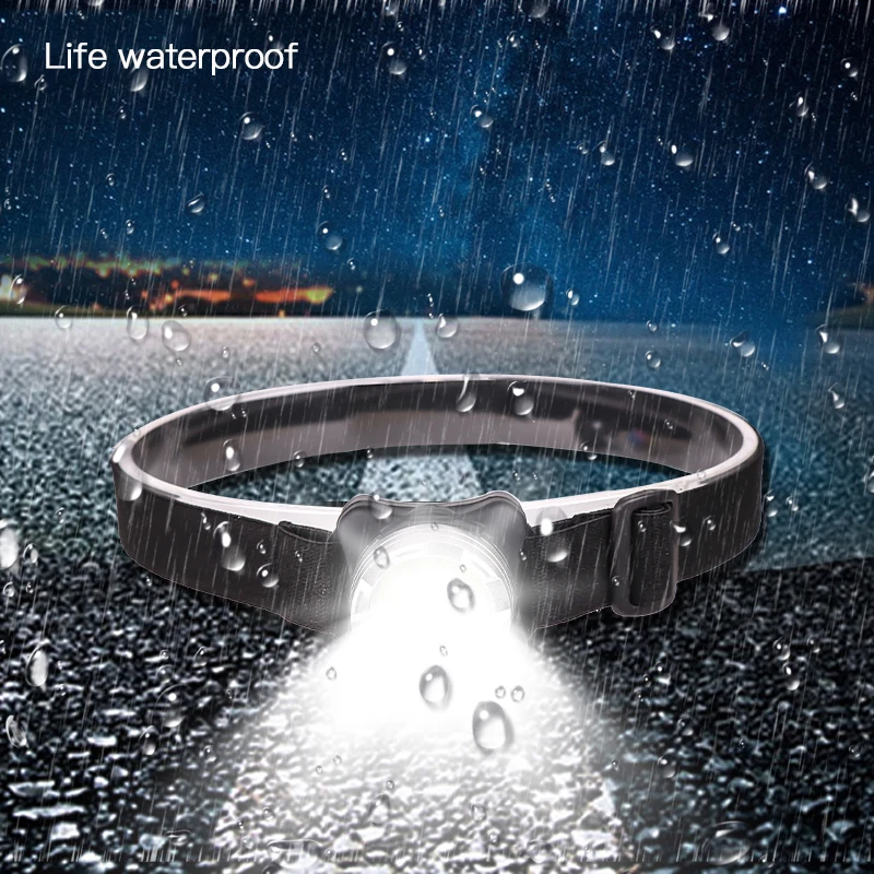 USB Rechargeable Built-in battery  LED headlamp COB work light 3light modes Waterproof headlight  for fishing, camping