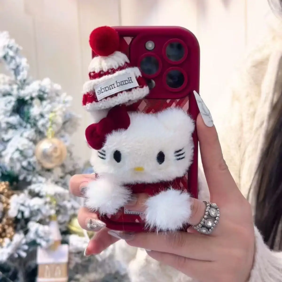 Custodia per cellulare Sanrio Kawaii Hello Kitty natalizia 17 Pro Max Custodia per telefono resistente alle macchie iPhone 15/16 Pacchetto completo Modello marea
