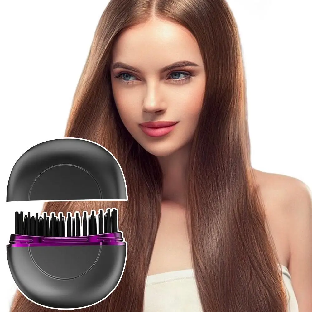 

Mini Wireless Hair Straightener Brush Portable USB Charging Quick Heat Up Intelligent Temperature Control Hair Tool