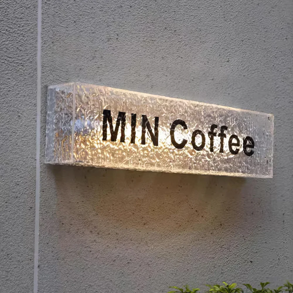 カスタム屋外水波LEDライトボックスビジネスサイン防水アクリル両面店舗壁掛け看板