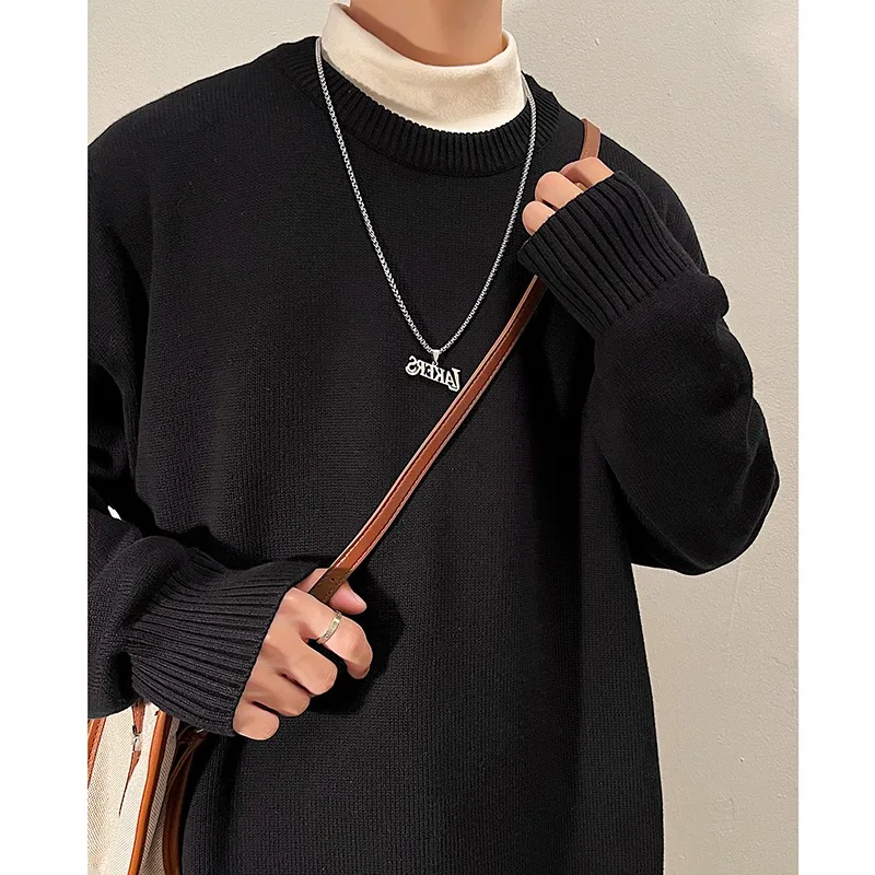 

Loose Men's Sweater Large Size 250 Pou Autumn Winter Inner Wear Base Layer Knitted irt Vintage Sle Simple Design