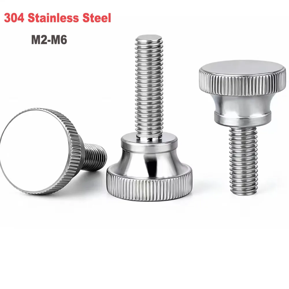Knurled Hand‑Tighten Thumb Screw 304 Stainless Steel 1/2/5/10Pcs M2‑M6, Length 3‑35mm