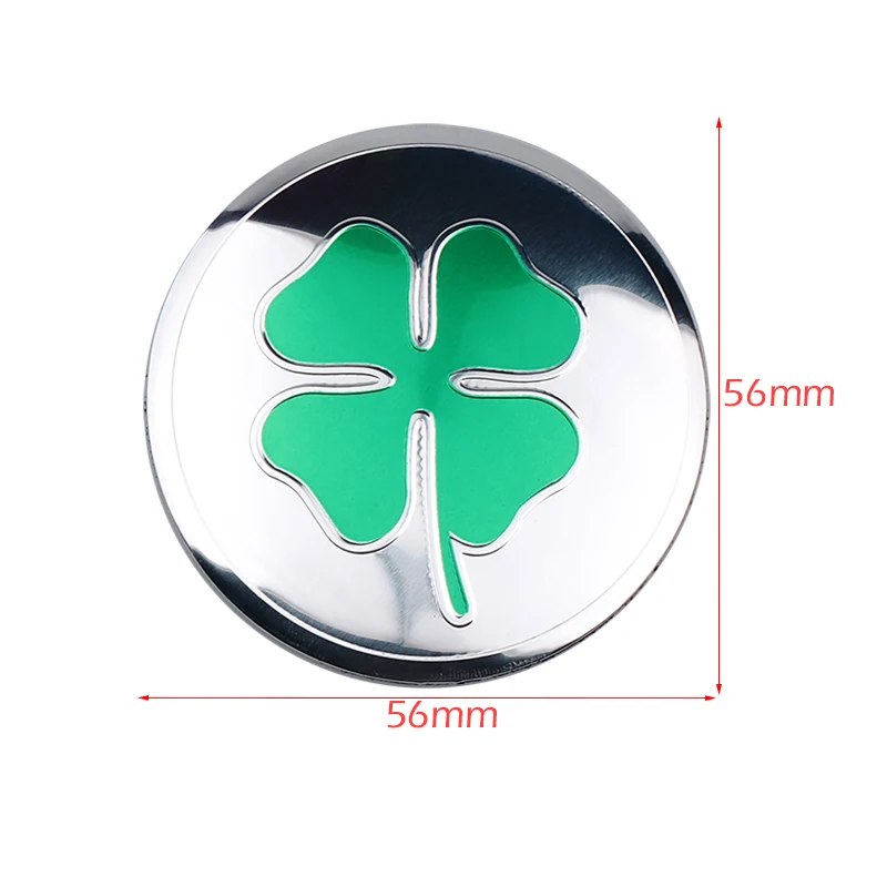 56MM Car Four Leaf Clover Badge Wheel Center Cover Sticker Hub Cap Decal for Alfa Romeo Giulia Sportiva Stelvio Giulietta Tonale