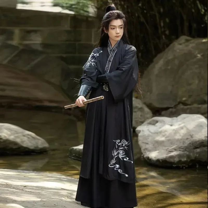 ملابس مسرح هانفو الصينية للرجال Wuxia Drama Cosplay كيمونو الأكمام الزي الصيني التقليدي القديم لجميع القديسين