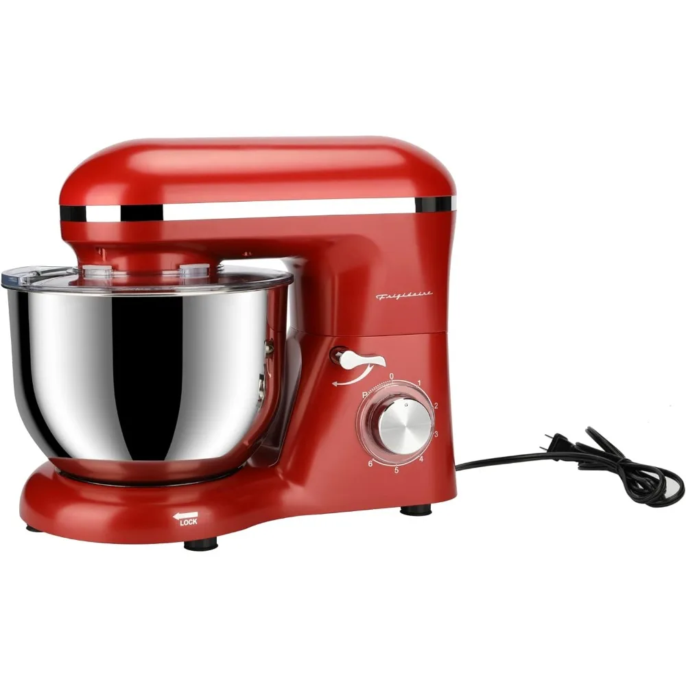 Electric Stand Mixer, 6.2 Quart / 6L, 8 Speeds with Whisk, Dough Hook, Flat Beater Attachments, Splash Guard (RED)