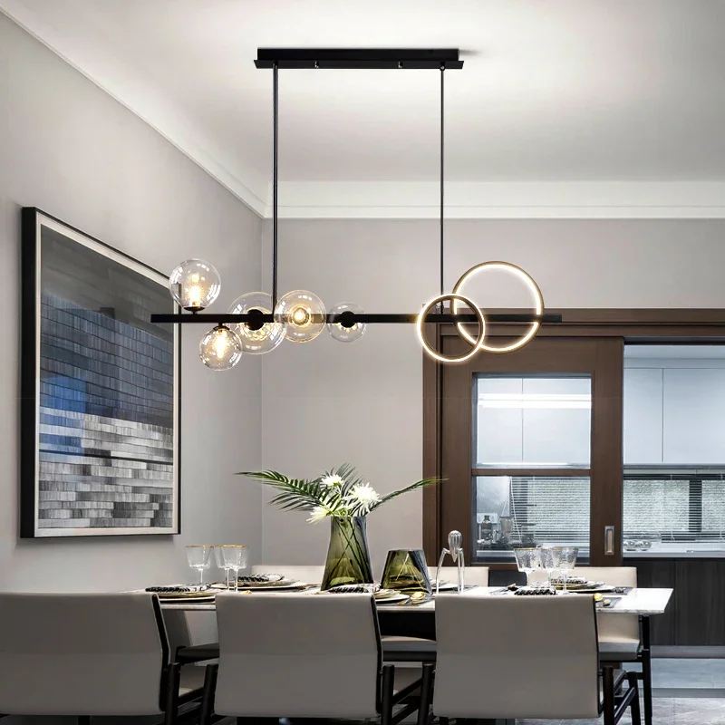 Moderna lampada a sospensione a Led paralume in vetro ristorante bancone Bar Led lampadario nordico illuminazione per interni lampade per sala da pranzo