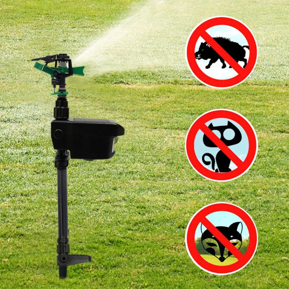 Motion-activated Solar Sprinkler Auto Rotation Irrigation Watering System Agriculture Plant Spraying Nozzles Animal Repellent