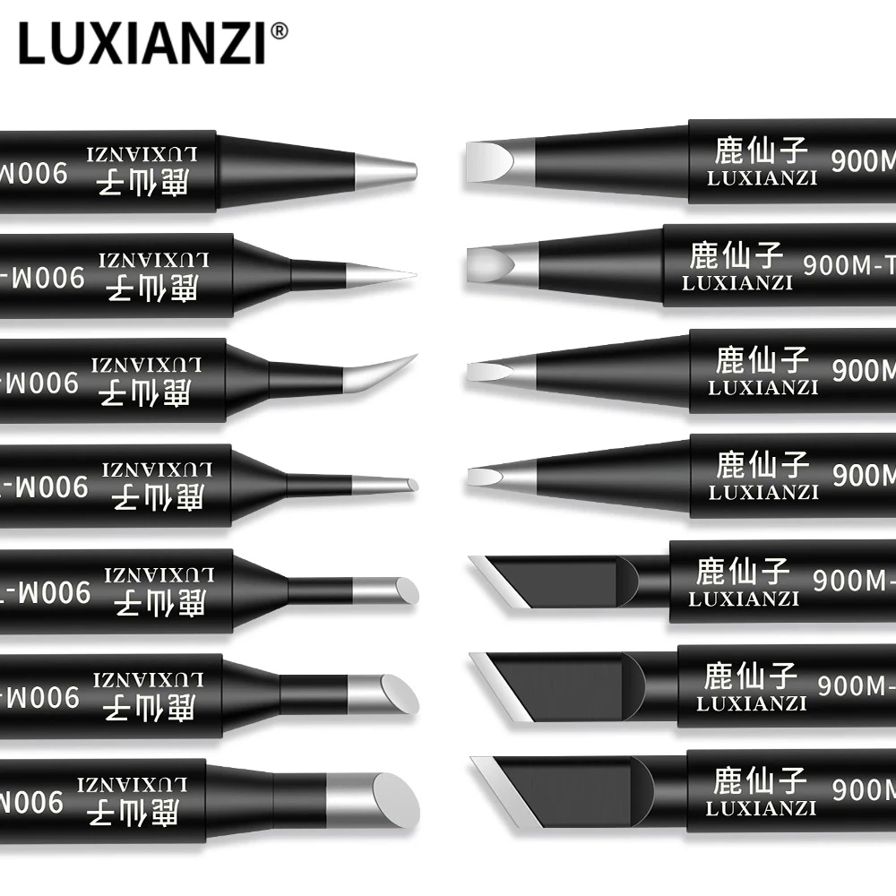 LUXIANZI 1pc grot lutownicy 900M uniwersalne bezołowiowe końcówki lutownicze do stacji lutowniczej 936 czarny miedziany końcówka do spawania