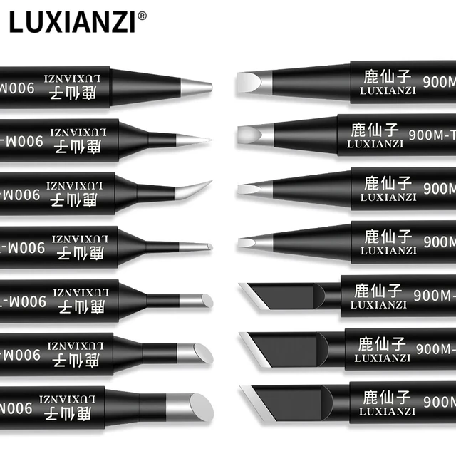 LUXIANZI 1pc grot lutownicy 900M uniwersalne bezołowiowe końcówki lutownicze do stacji lutowniczej 936 czarny miedziany końcówka do spawania