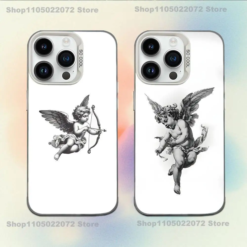 

Vintage Classic Creative Angel Phone Case For iPhone XR,17,16,15,14,13,12,11,X,Mini,Pro,E,MAX White Candy Matte Shockproof Cover
