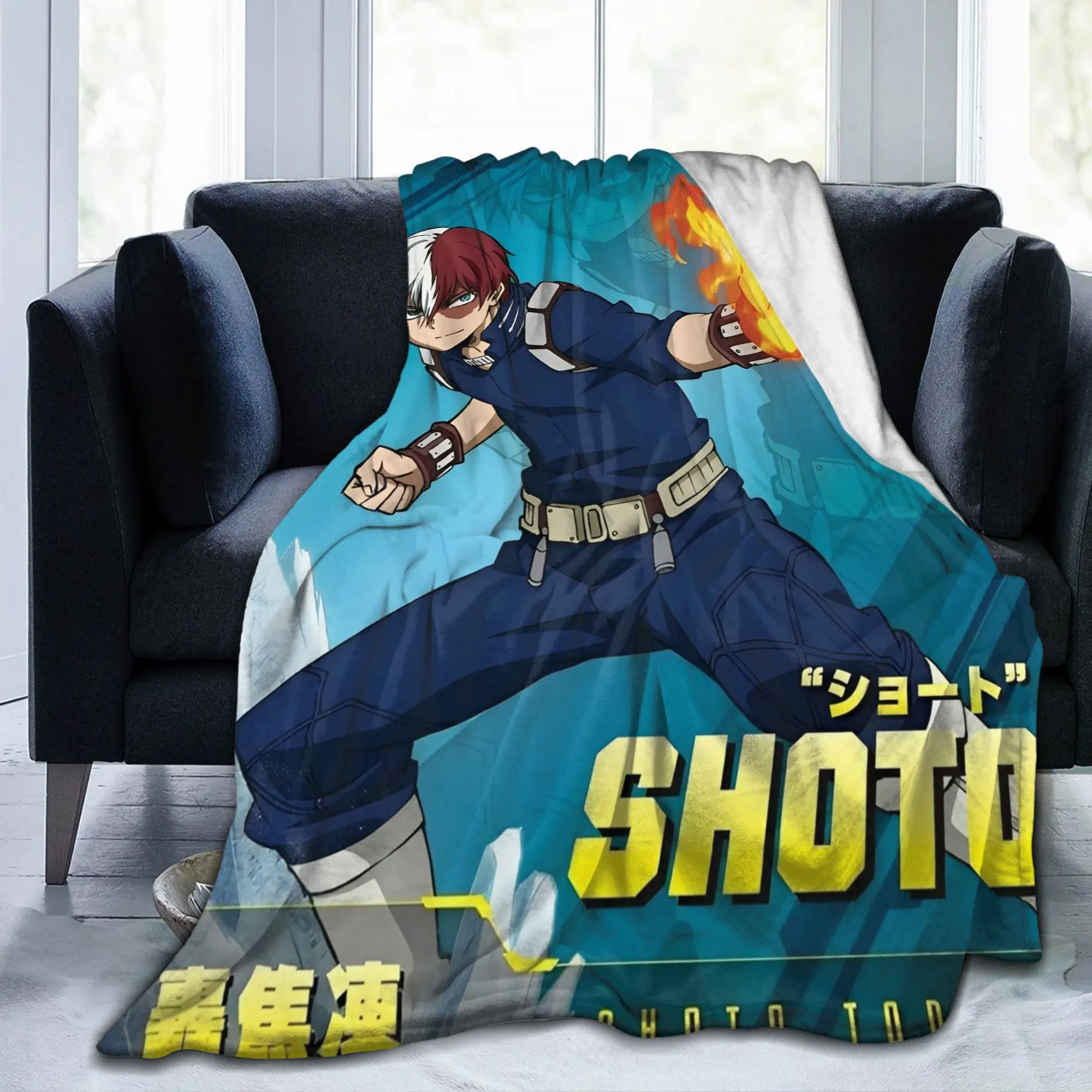 My Hero Academia Class 1-A Flannel Throw Blankets Shoto Todoroki for Bedding Throws Knitted Blanket Office Soft Multifunction