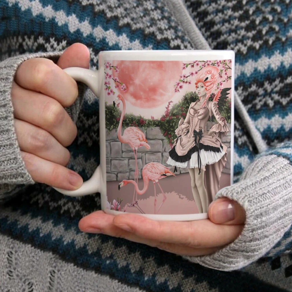 Flamingo Fairy – Pink MoonKaffeetasse, Teetasse, 11 Unzen, Kaffeetasse, lustige Geburtstags-Keramiktasse, personalisierte Tasse