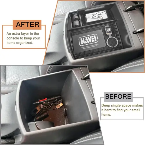 Imagen 2 del producto Caja de almacenamiento para Reposabrazos de coche, contenedor organizador de consola central, accesorios de bandeja de monedas para Hyundai Kona 2023, 2022, 2021, 2020, 2019, 2018