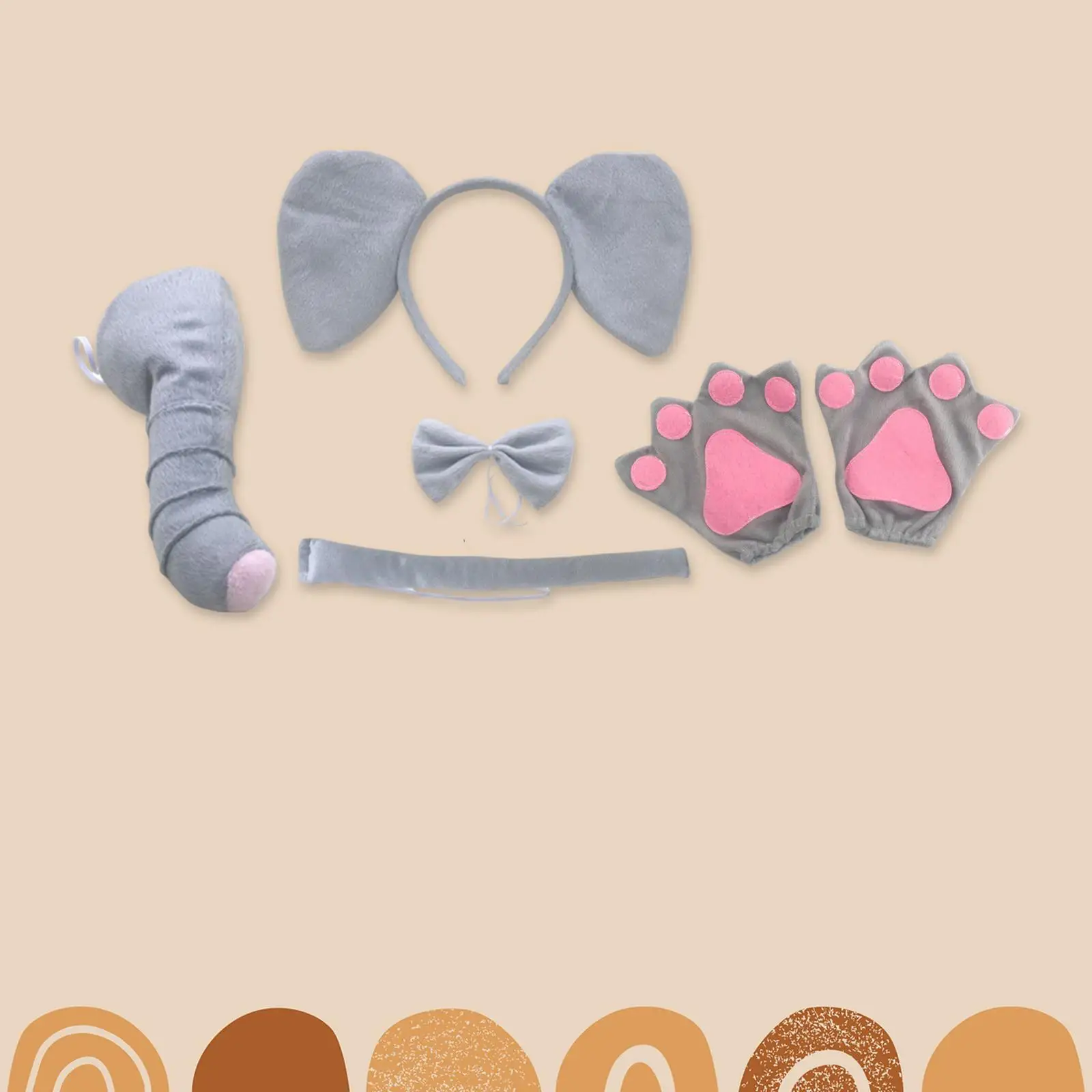 動物コスプレドレス子供用象コスチュームセット耳ヘッドバンド鼻蝶ネクタイ尻尾付きステージパフォーマンスパーティー用