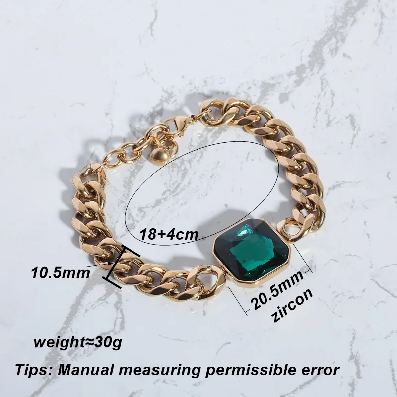 LESIEM Newest Arrival PVD plating Lady bracelets bangles Cuban Chain Block Thick Chain one orientation jewelery