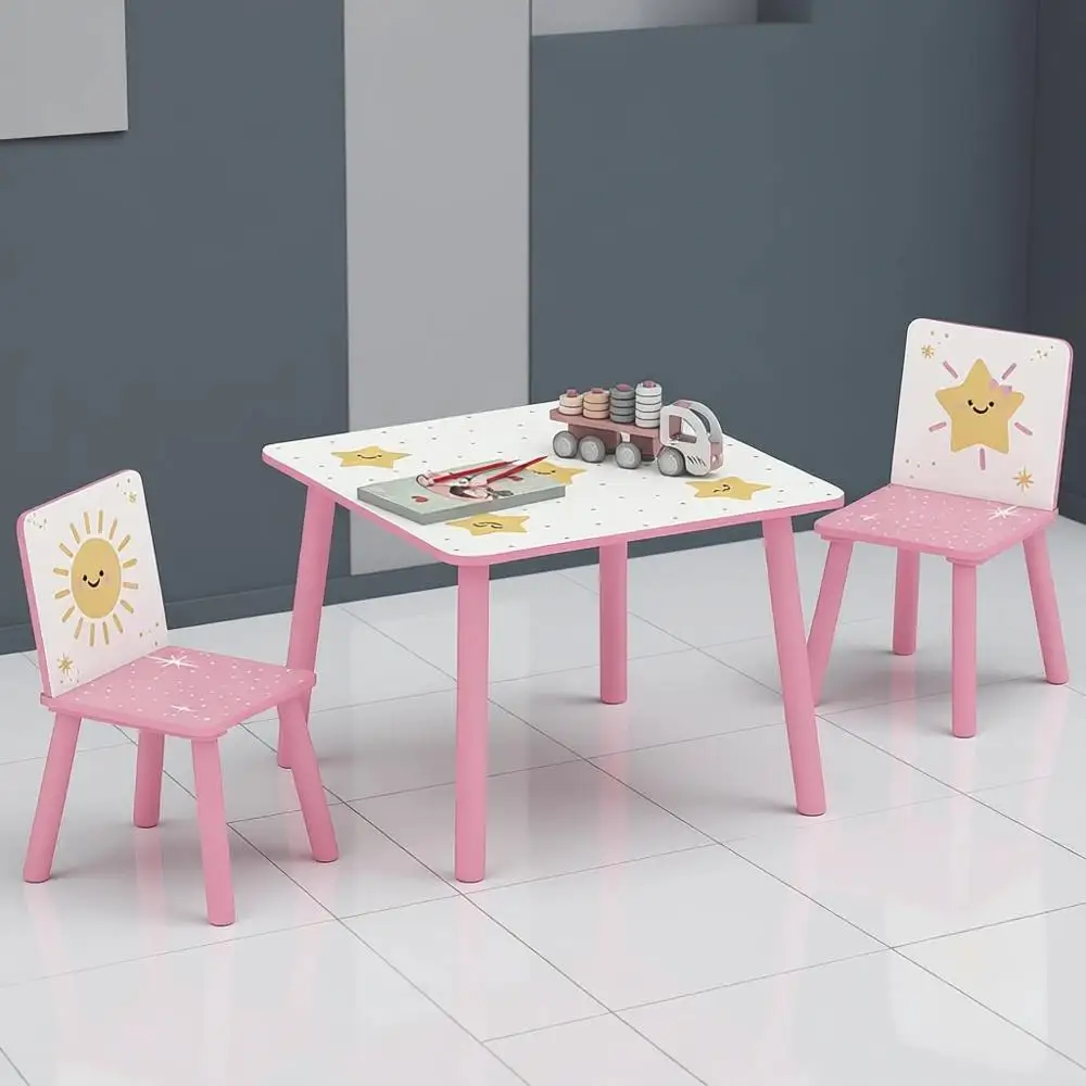 

Набор стола и стульев для малышей, для мальчиков и девочек, возраст 3-8 лет, идеально подходит для спальни, детской комнаты, игровой комнаты, розовый цвет