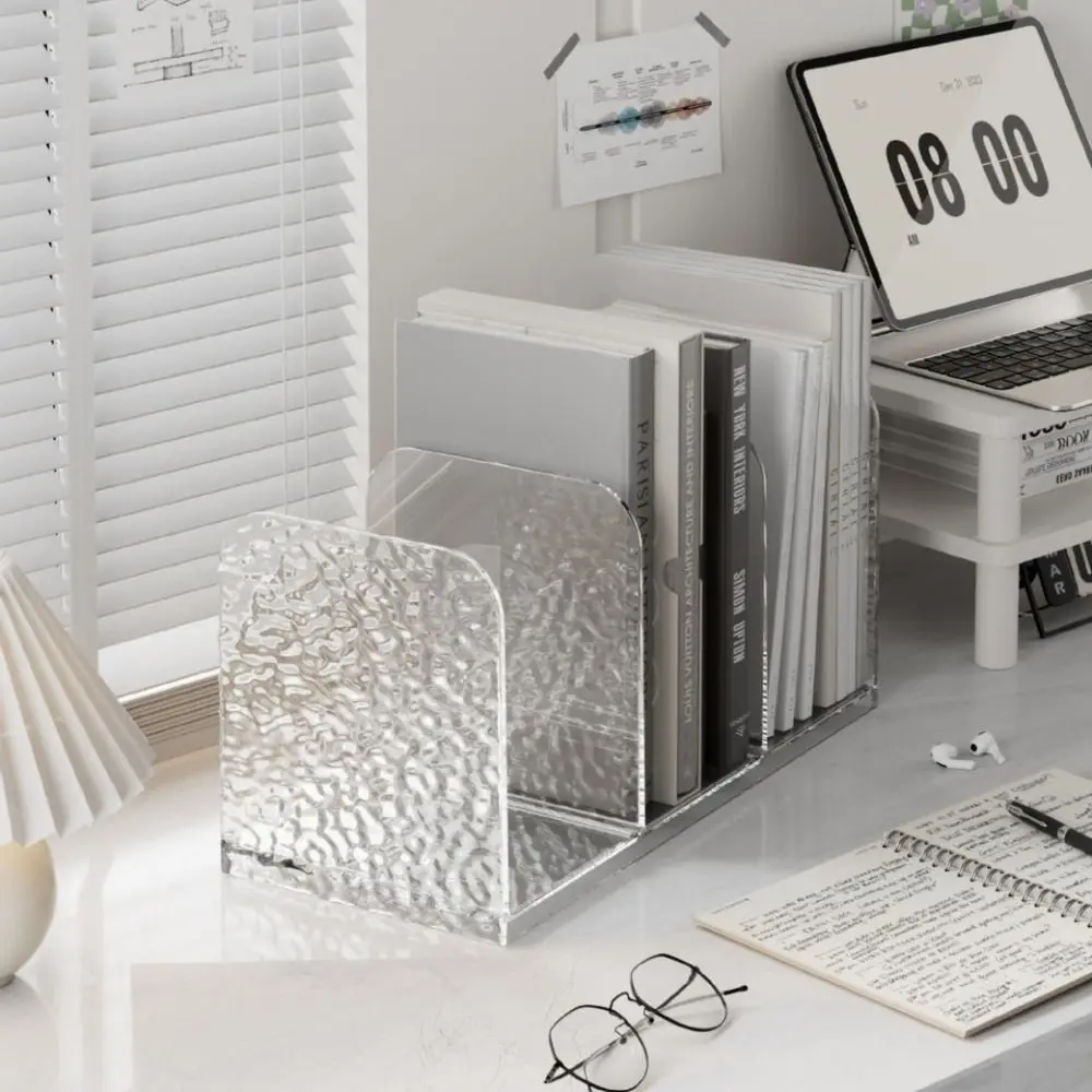 Transparent Bookends Stand Bookshelf Desktop Decorative Storage Rack Bookend Book Holder School Stationery