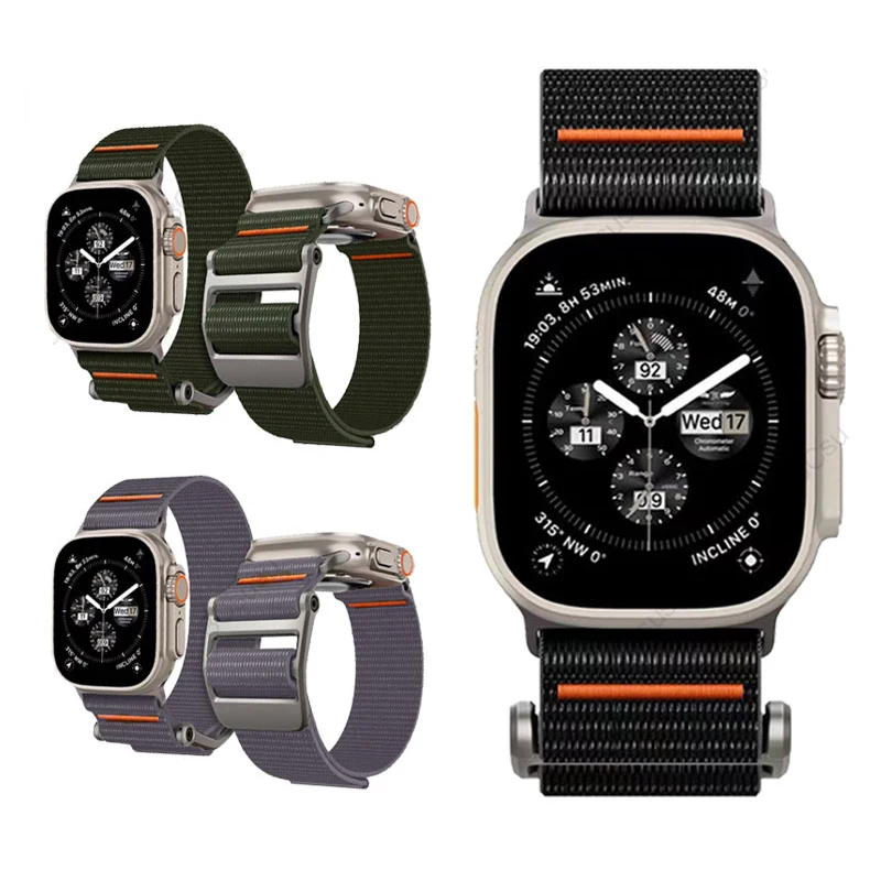 2024 جديد DuraPro Flex لسلسلة حزام ساعة Apple Ultra/Ultra2 9 8/7/6/5/ سوار ساعة من النايلون متوافق مع 49 مم 45 مم 44 مم 42 مم