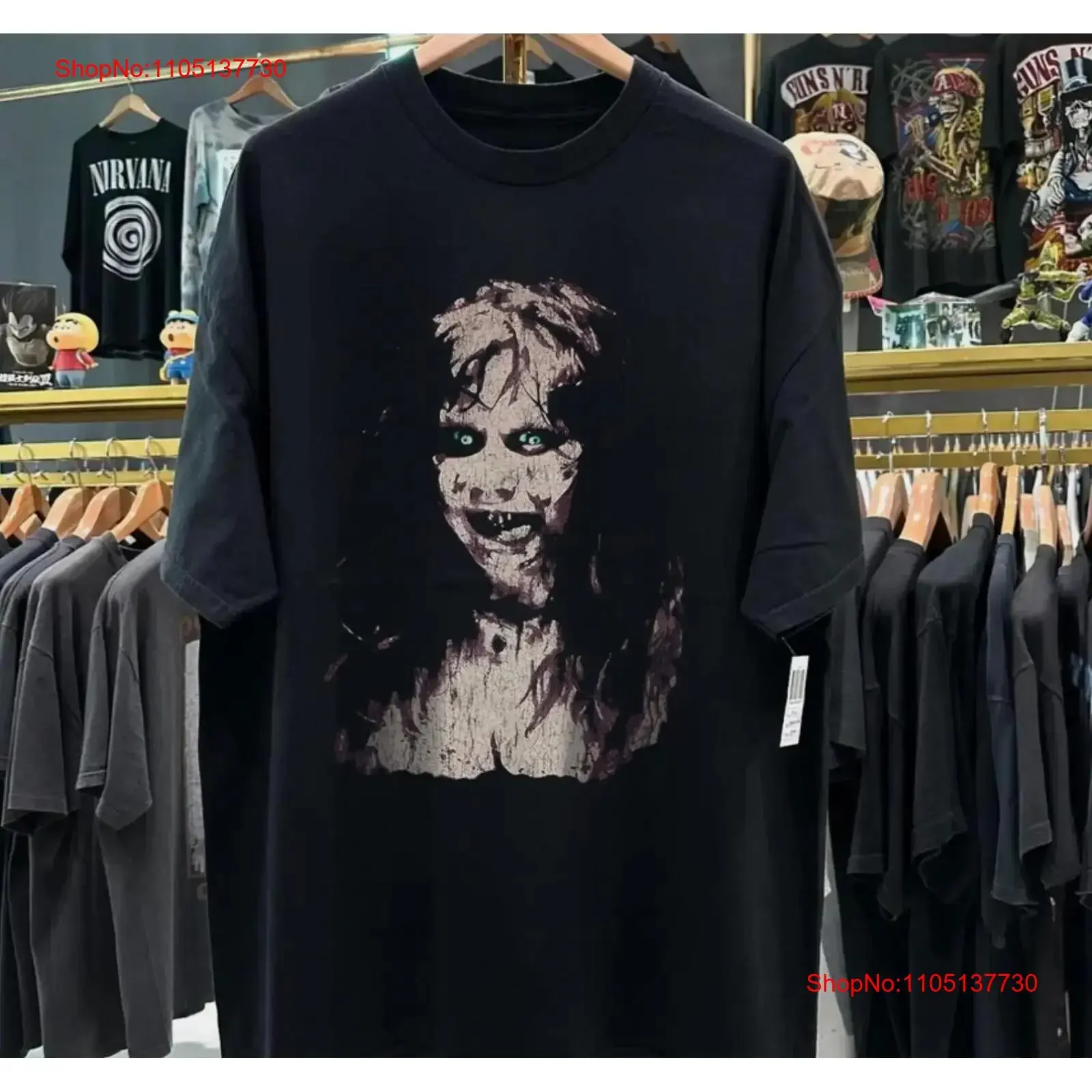 

Черная футболка The Exorcist Movie Reprint S 5XL, винтажная стираная уличная дизайнерская одежда с графикой, универсальная мужская одежда унисекс