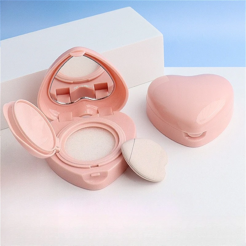 

Trending 5g Heart Cushion Foundation Container, Mini ABS Empty Pot with Love Powder Puff, Aesthetic Travel Essential