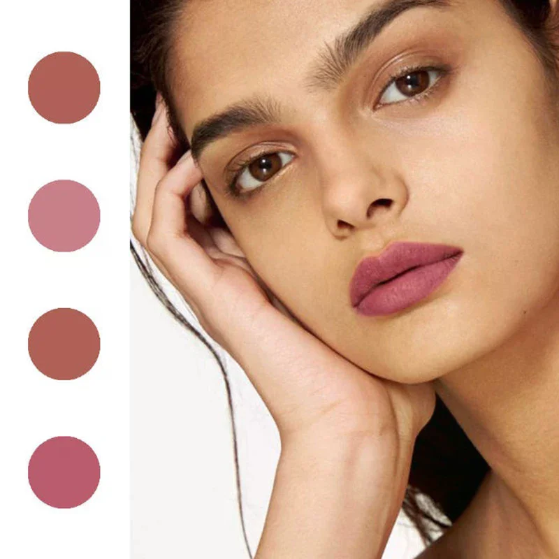 Juego de 4 lápiz labial fino, brillo de labios sólido mate/hidratado, maquillaje de labios, regalo de cosméticos para niñas y mujeres, 1,5g * 4, maquillaje cosmético