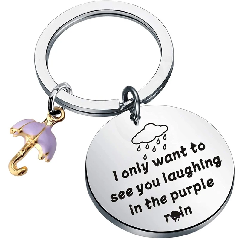 Singer Keychains Prince Fans Jewelry The Purple Umbrella Keychain Song Lyrics Inspired Key Chain