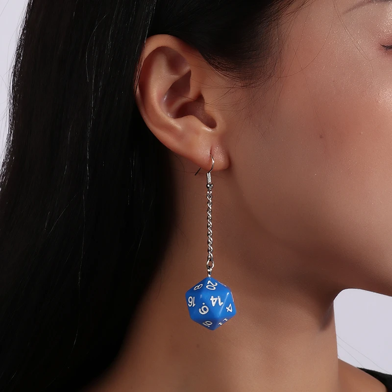 Lustige Acryl-Zahlenwürfel-Tropfenohrringe für Frauen, lange baumelnde Ohrringe, Ohrbügel, Mädchen, Party, Urlaub, Schmuck, Geschenke – Detail 1