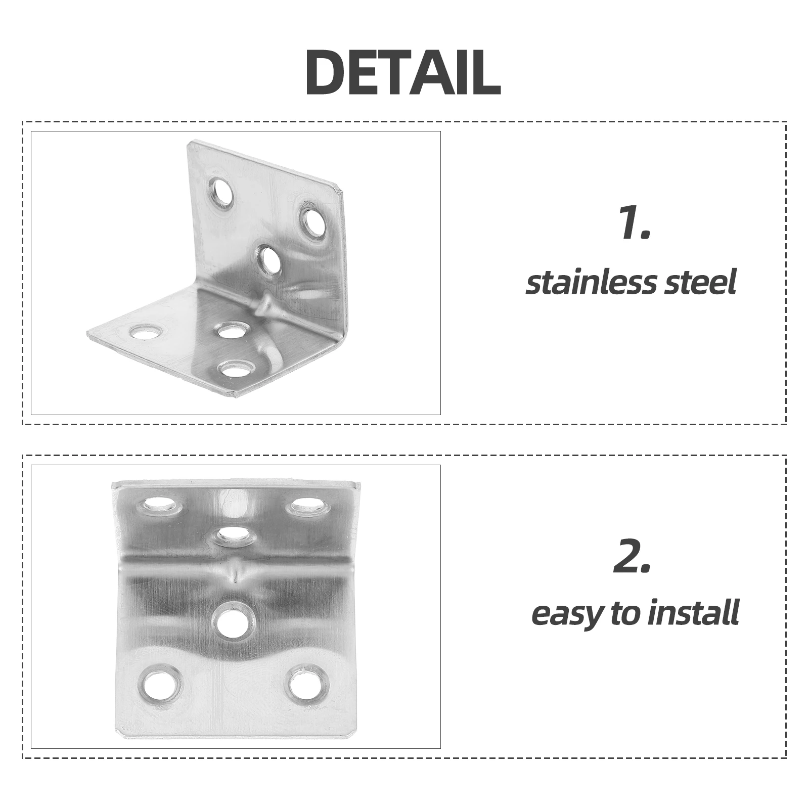 10개 스테인리스 스틸 L자형 브래킷 6홀 90도 코너 브레이스 목재 가구 주방 캐비닛 침대 프레임 연결용