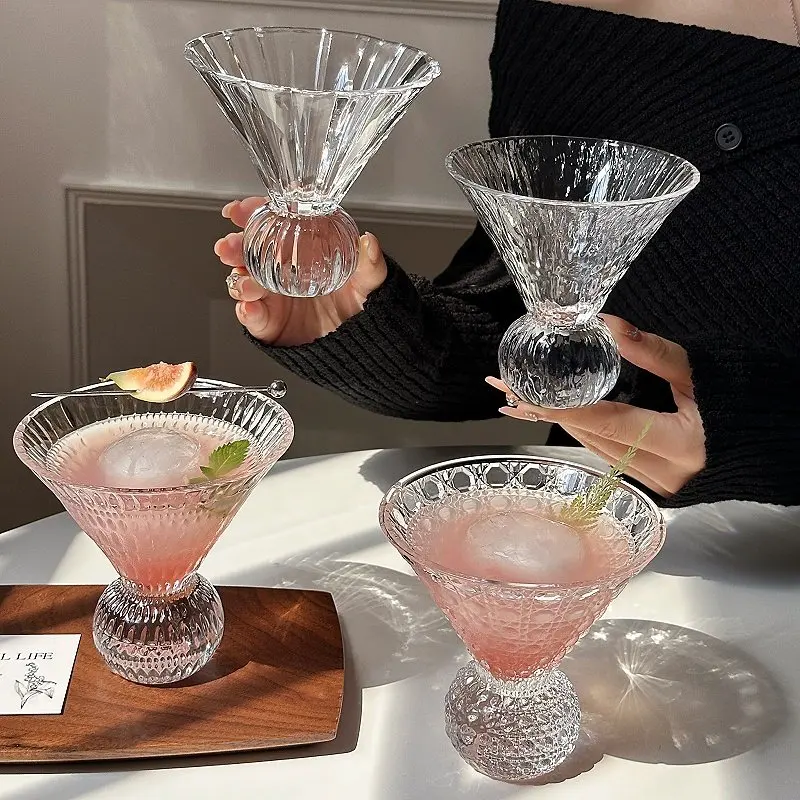 Gemstone Patterned Wine Cup with Ball Goblet  Cocktail Cup Milk Glass Wine Champagne Cock Tail Wine Glass