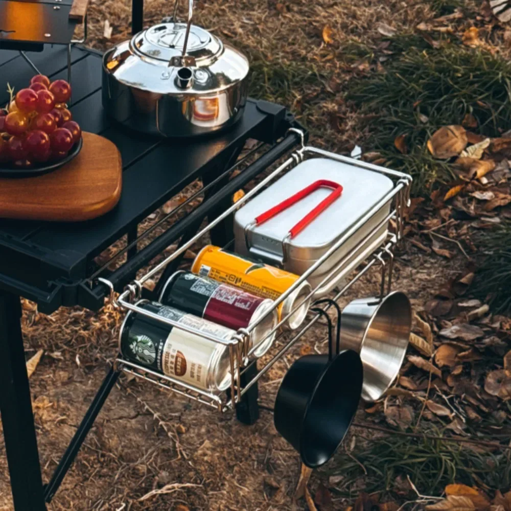 

Навесная сетчатая корзина-органайзер для стола IGT из алюминия, складная, для хранения сбоку стола, расширительная, для уличного использования