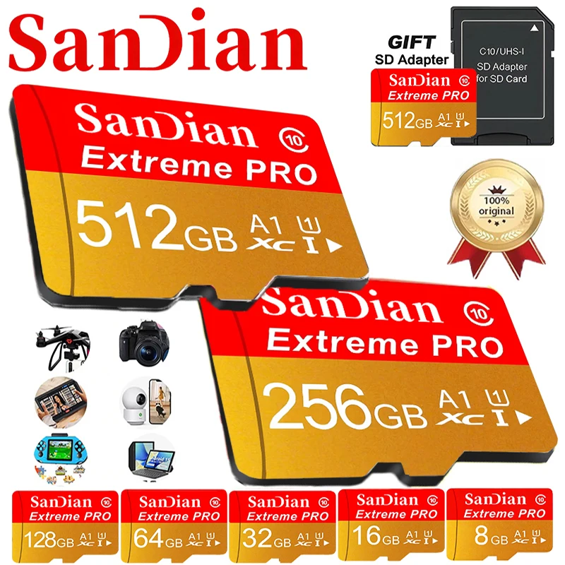Memory Card 512GB High-Speed Micro TF SD Card 256GB SD Cards 128GB TF Cards 64GB High Performance for Smart TV/Router/Handheld G