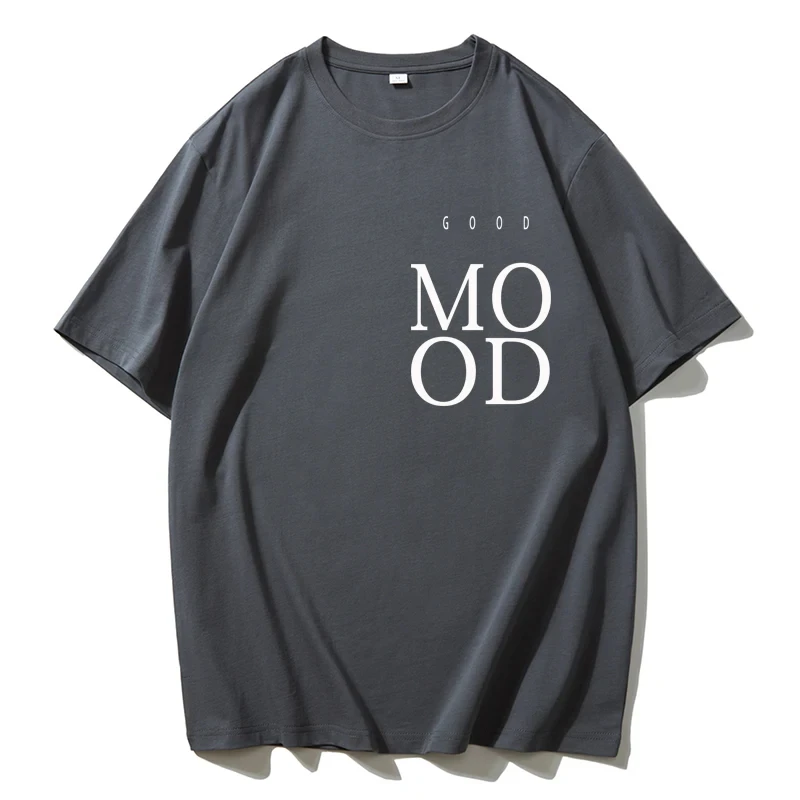 Hirsionsan Mood Letter Printed T-Shirt Women Soft Casual Loose Short Sleeve Summer Cotton Breathable Tshirt Holiday Y2k Tee