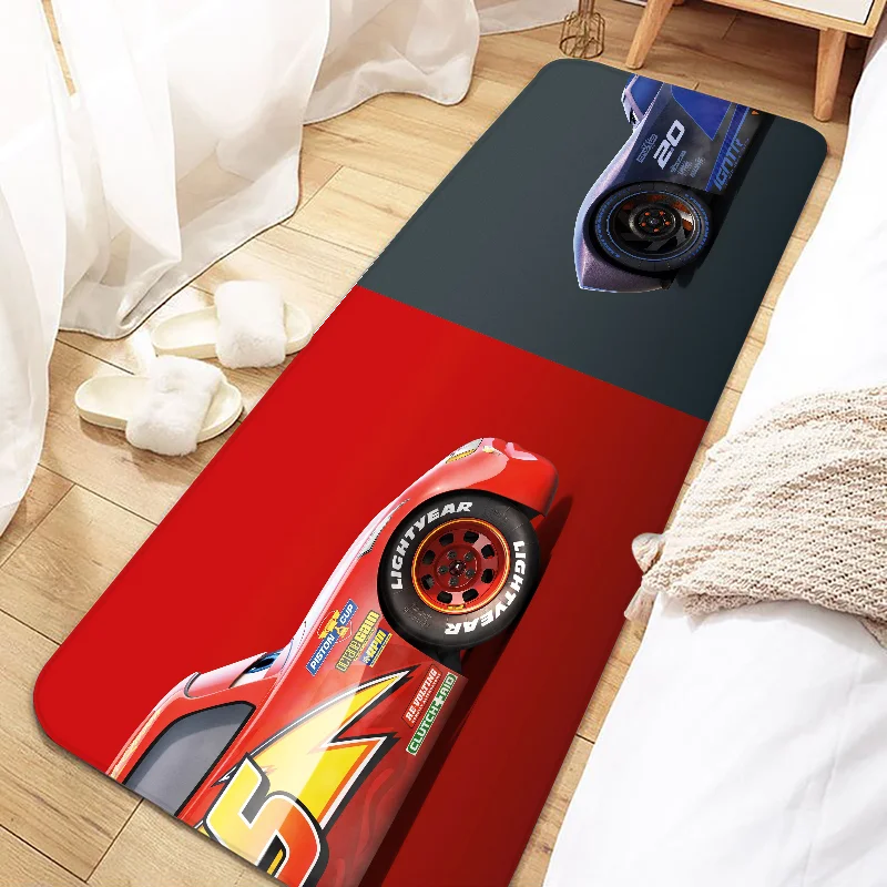 Alfombra de Disney Lightning McQueen para puerta de coche, felpudo antideslizante, lavable, para cocina, sala de estar, pasillo, Baño