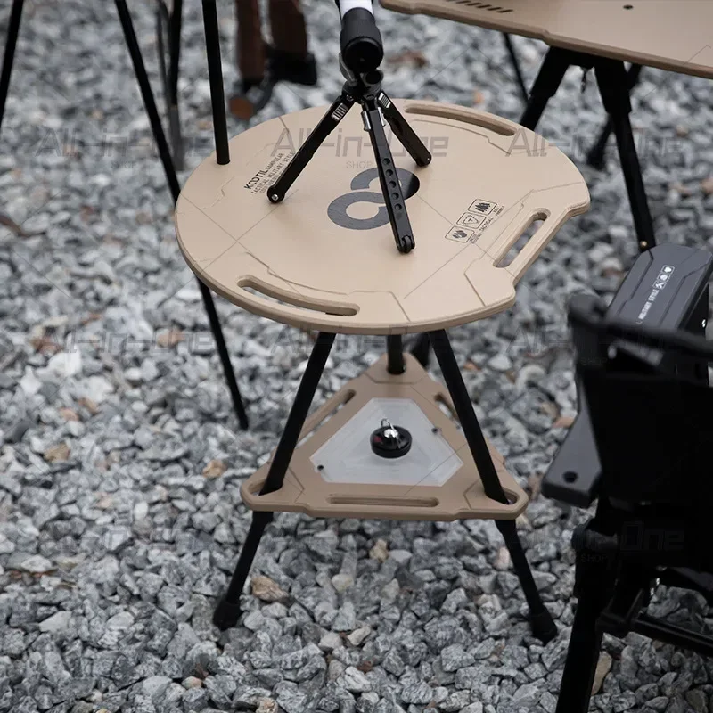 Outdoor Camping Tactical Corner Foldable Small Table - Multi-functional Round Table Lightweight Durable Camping Leisure  Table