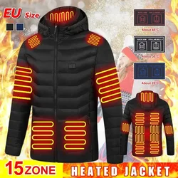 15 aree giacca riscaldata per uomo donna inverno cappotto riscaldante regolabile all'aperto cappotto termico alimentato tramite USB per lo sci campeggio taglia ue