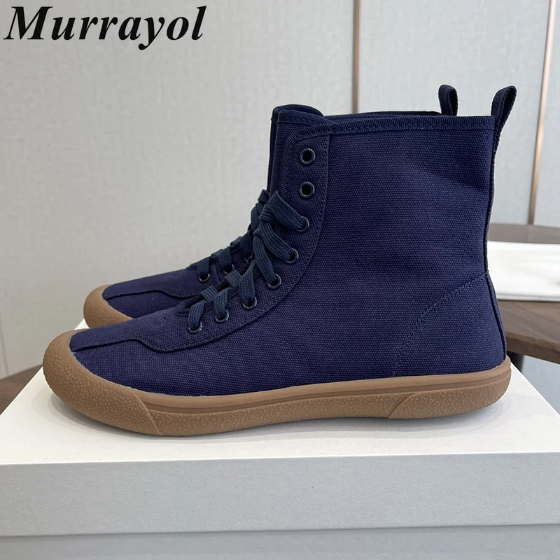 Flat Thick Bottom Short Boots Women Round Toe Canvas Casual Shoes Spring Autumn Lightweight Vacation Walking Shoes Ankle Botas