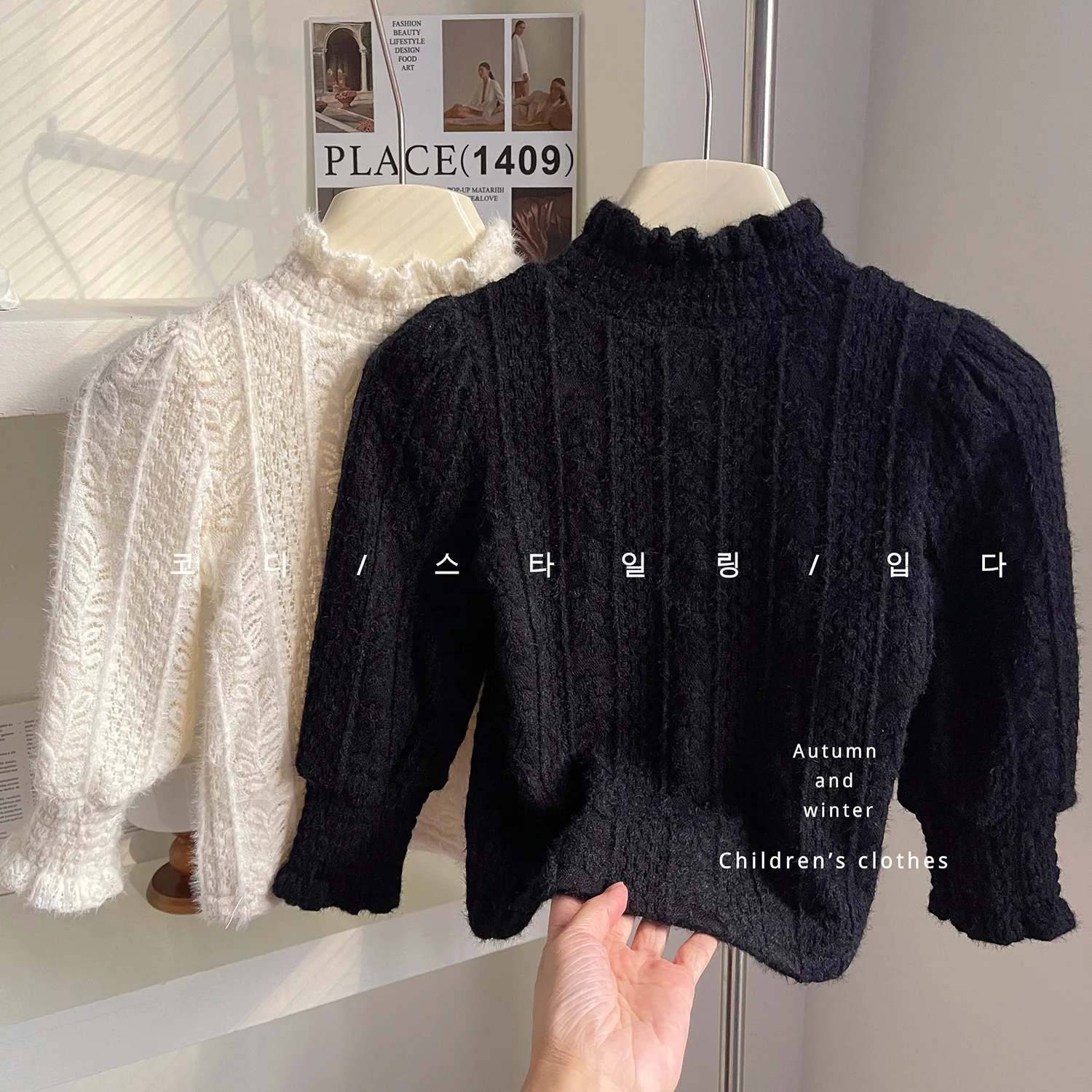 

Winter Girls Lace Trimmed Long Sleeve Mock Neck Thermal Top Fleece Lined Thickened Innerwear Base Layer Toddler Kids 2-8 Years