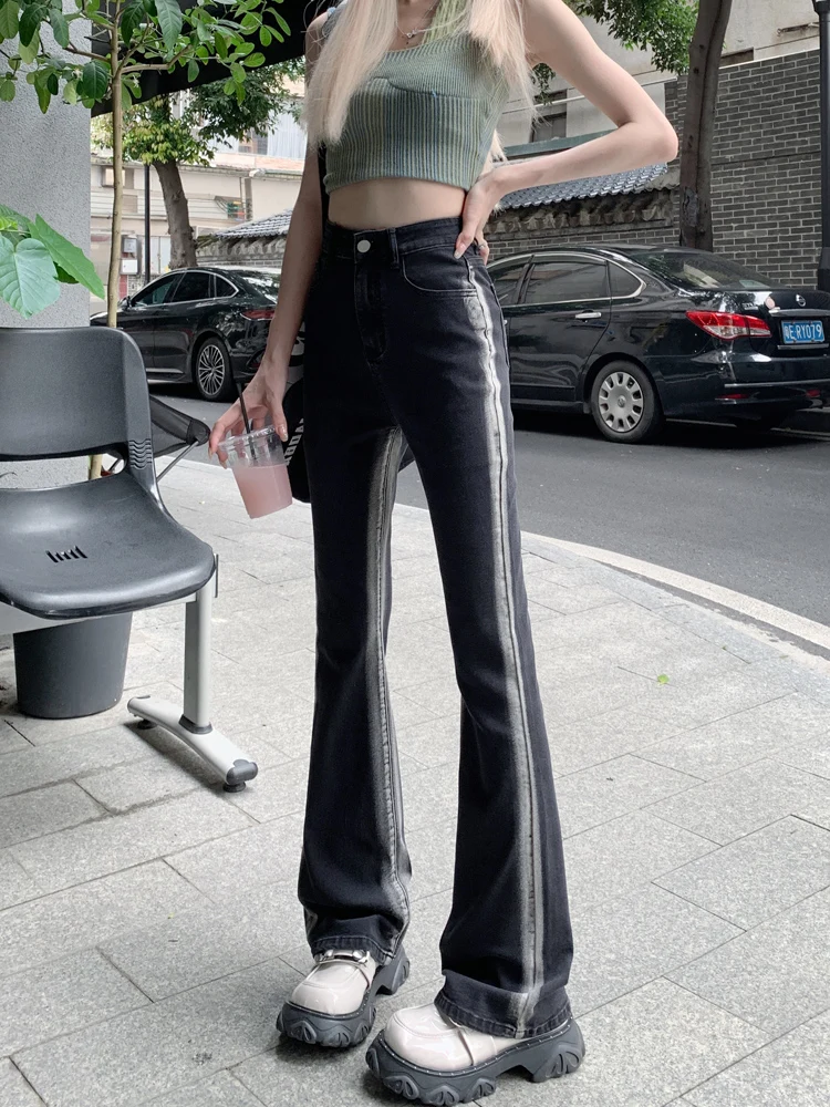 

Расклешенные джинсы с высокой талией, женские джинсовые брюки, брюки для похудения, большие размеры, осенние новые удобные джинсы