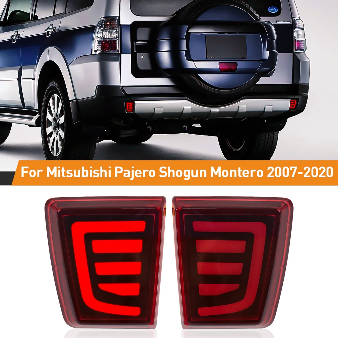 

For Mitsubishi Pajero Shogun Montero V87 V93 V95 V97 V98 2007-2020 LED Rear Bumper Reflector Brake Light Turn Signal TailLamp